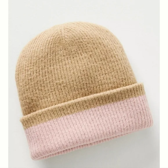 Anthropologie Reversible Beanie - tan/pink Anthropologie Pink Hats for Women for sale | eBay main image 4